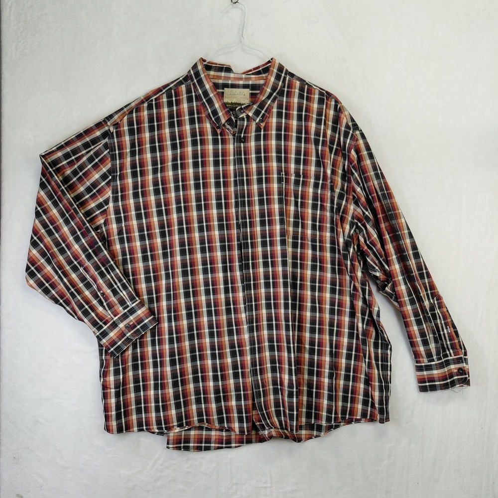 Cabelas Outfitter Series Mens 4XL Plaid Button Up Shirt Long Sleeve Multi-Color